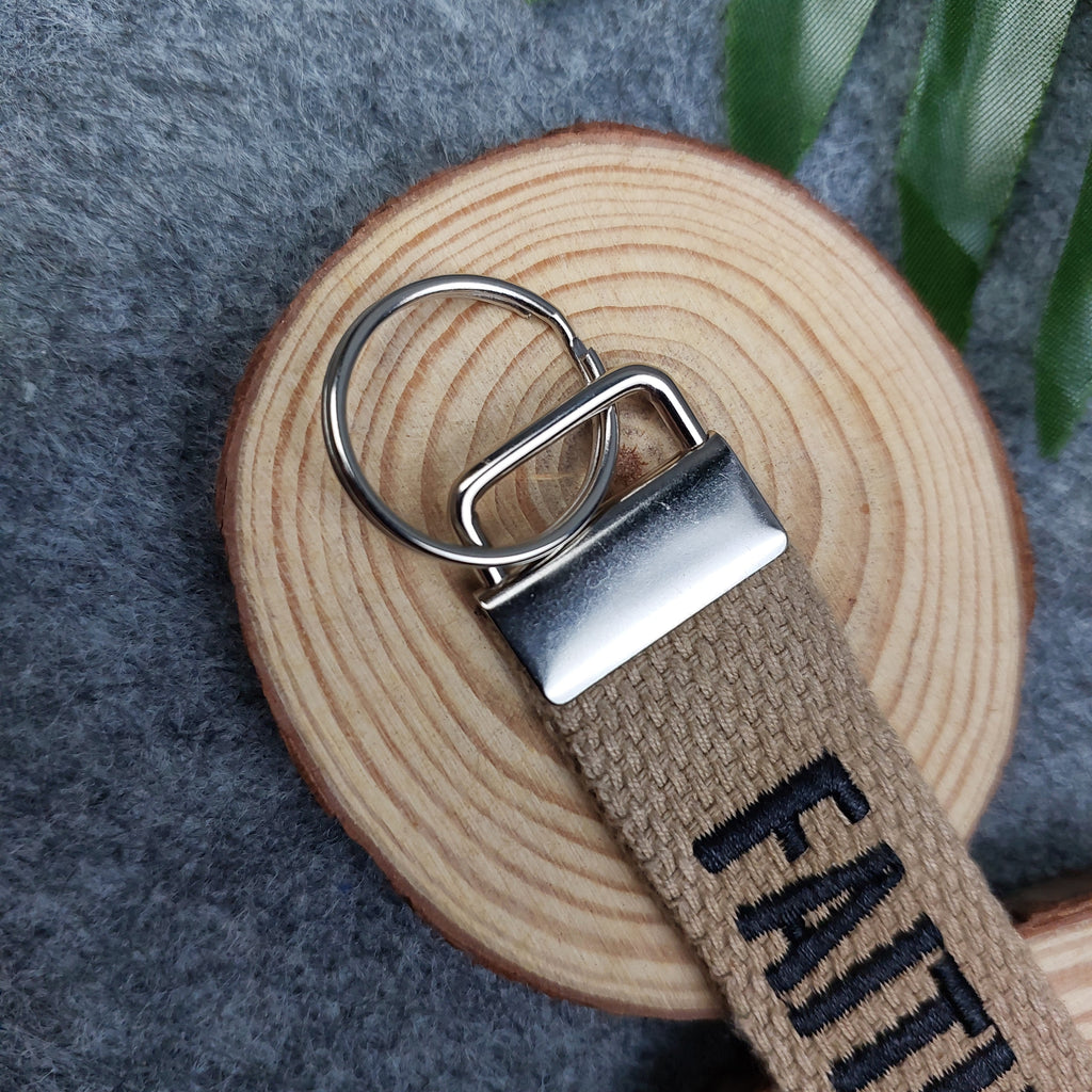 FAITH OVER FEAR Embroidered Christian Keychain