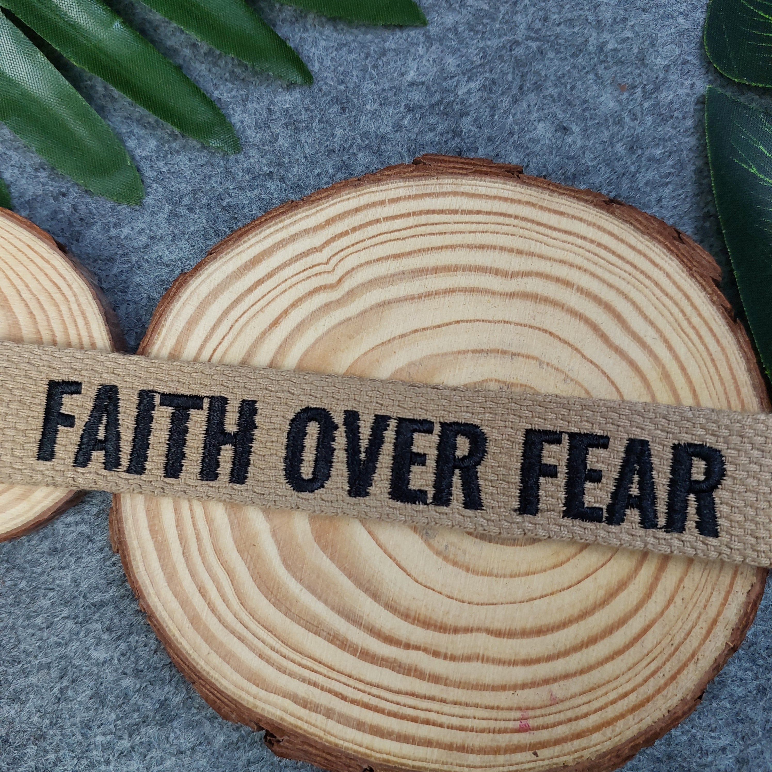 FAITH OVER FEAR Embroidered Christian Keychain