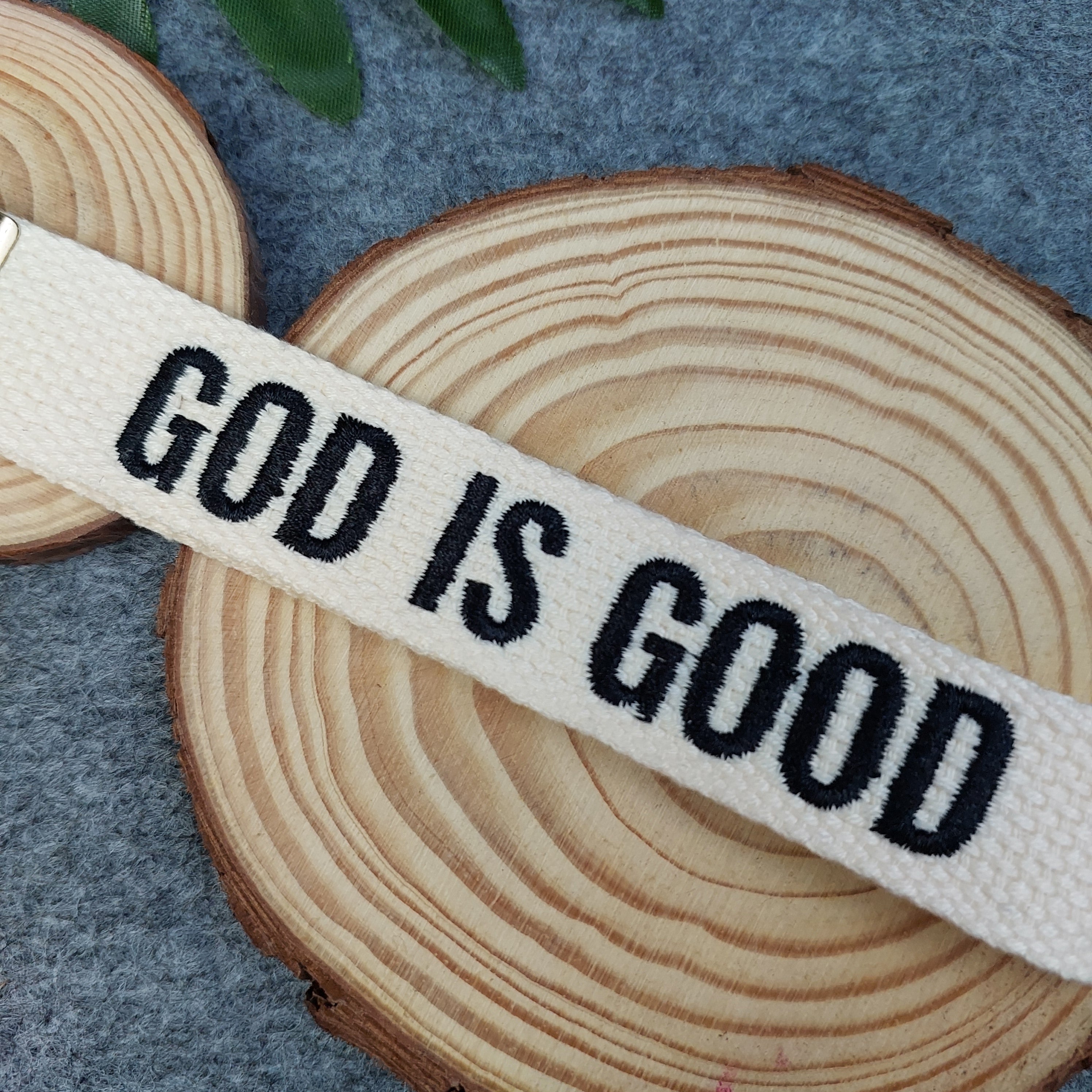 GOD IS GOOD Embroidered Christian Keychain