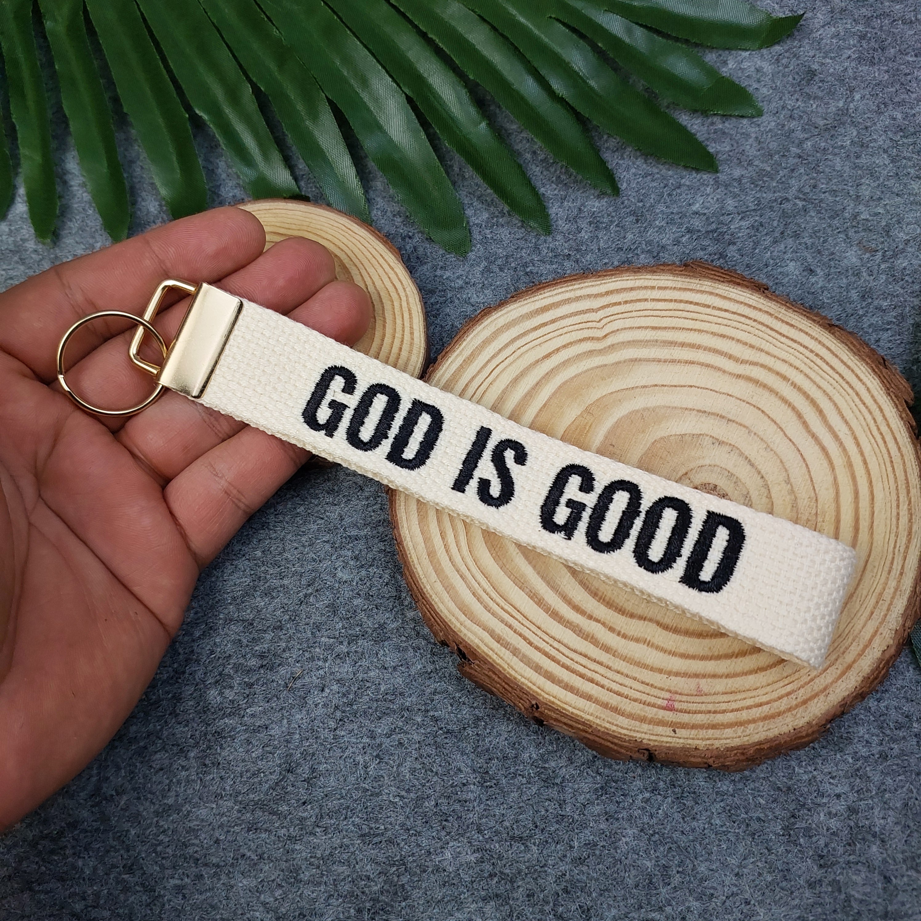 GOD IS GOOD Embroidered Christian Keychain