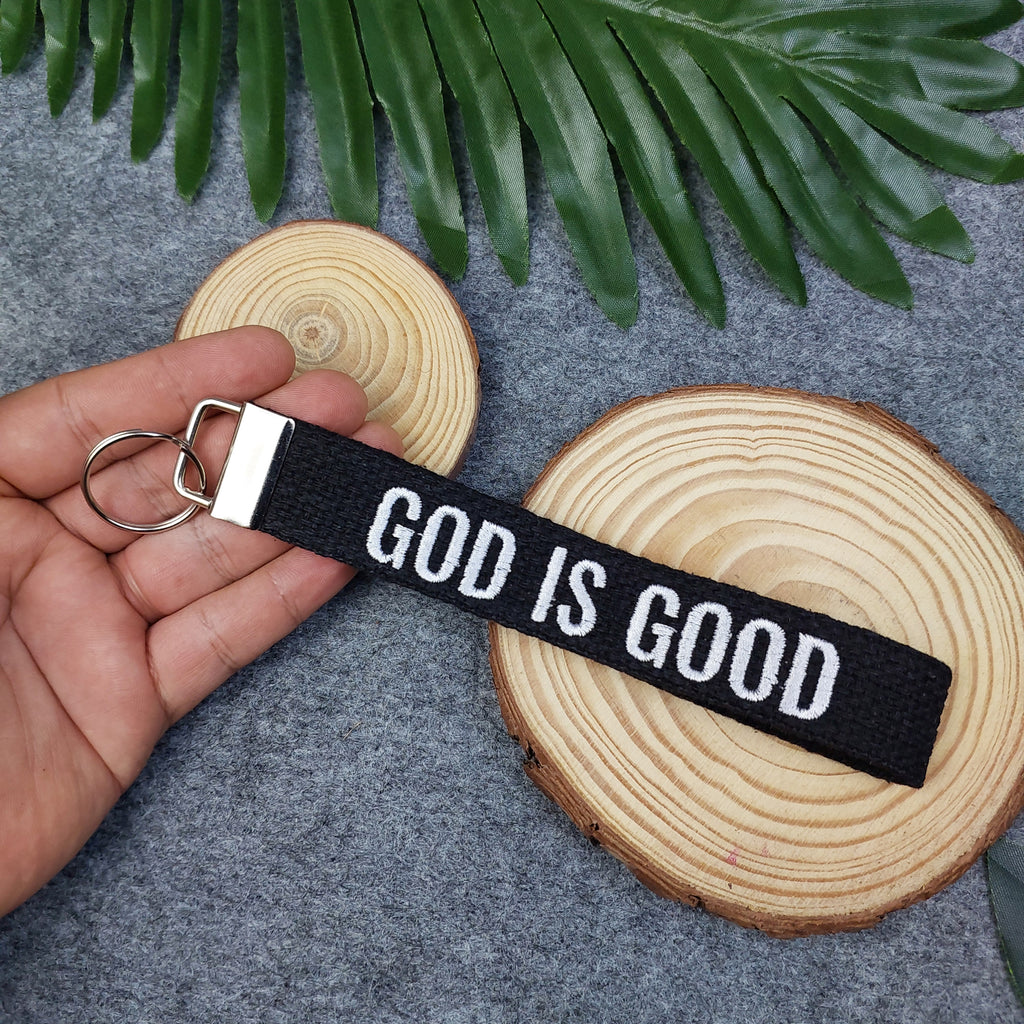 GOD IS GOOD Embroidered Christian Keychain