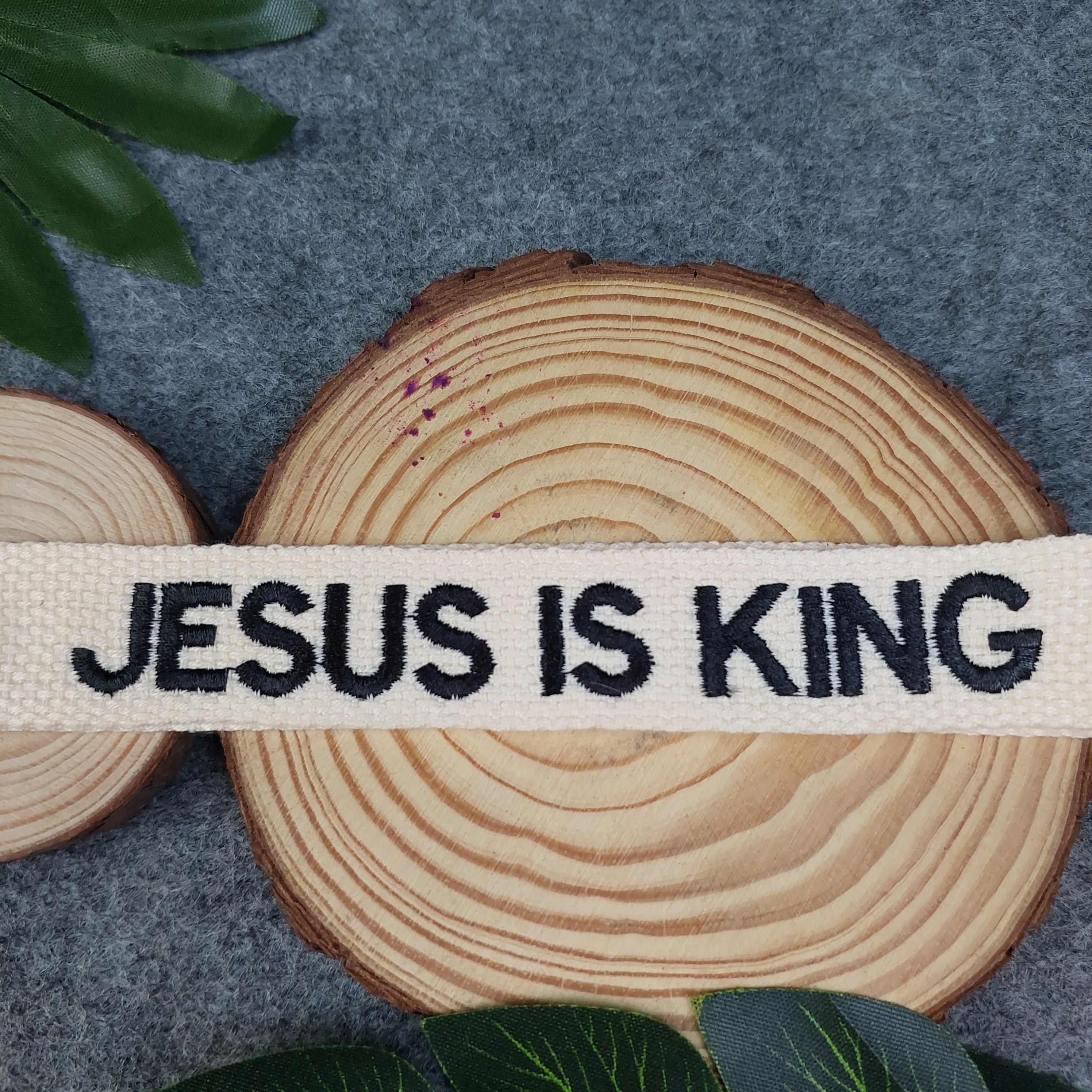 JESUS IS KING Embroidered Christian Keychain