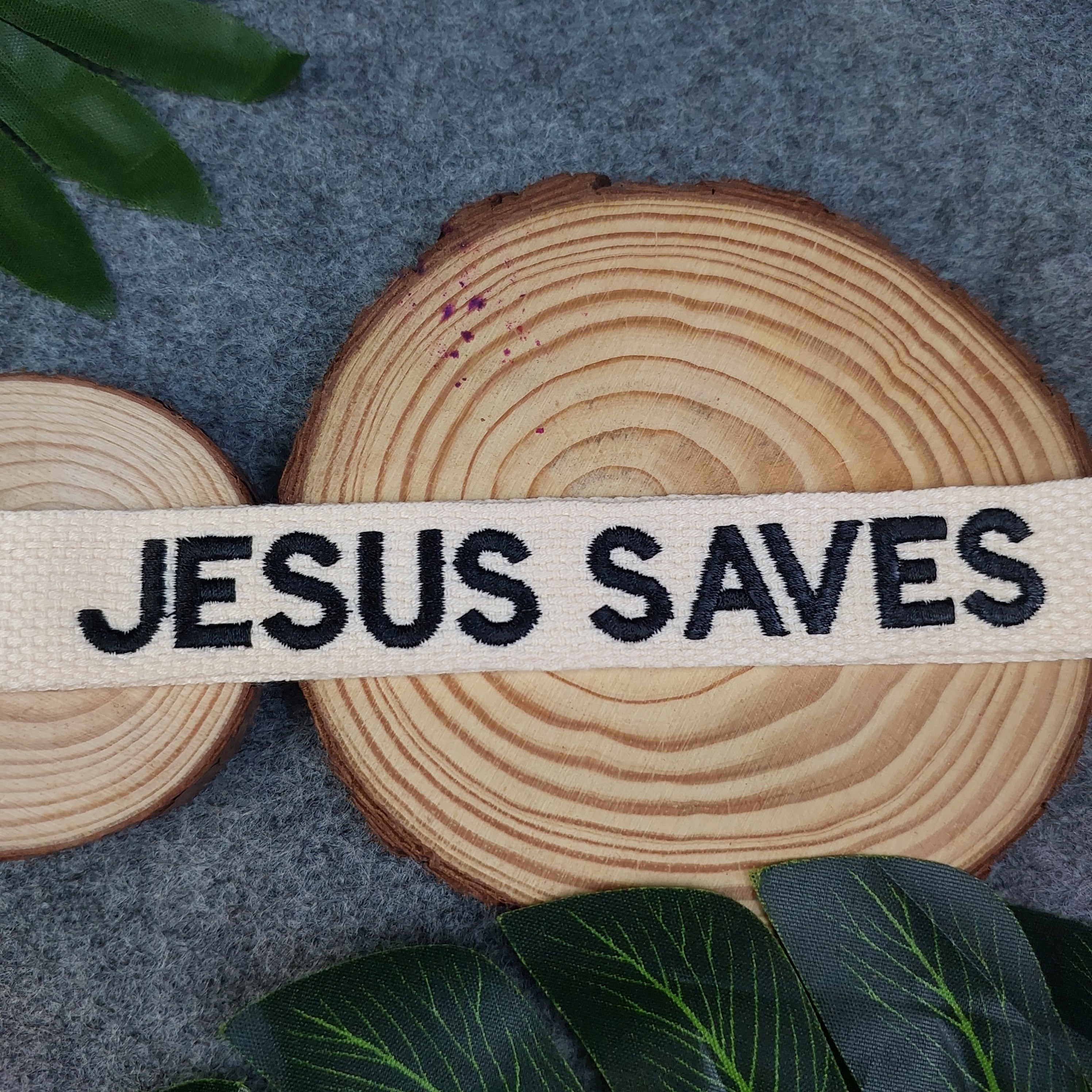 JESUS SAVES Embroidered Christian Keychain