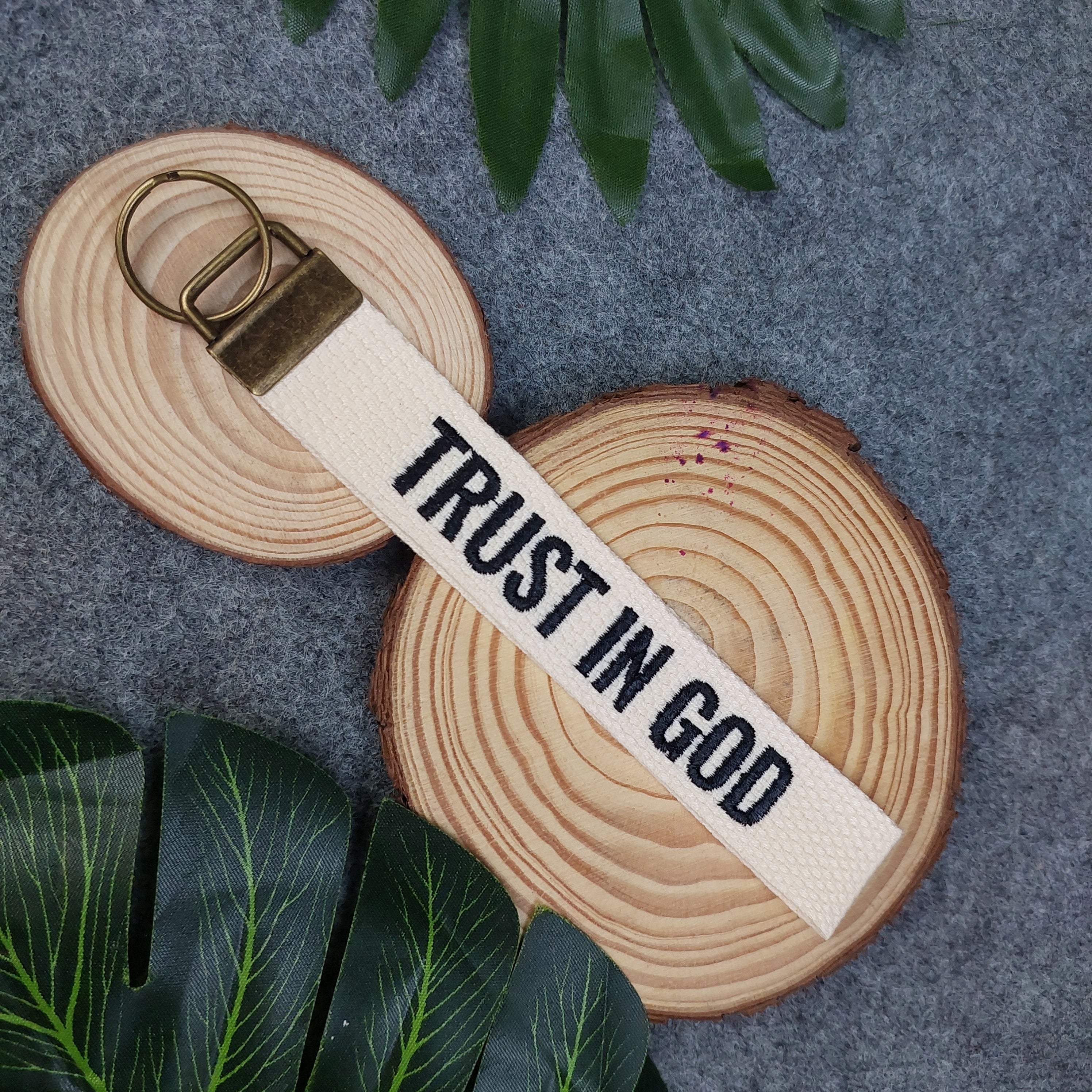 TRUST IN GOD Embroidered Christian Keychain