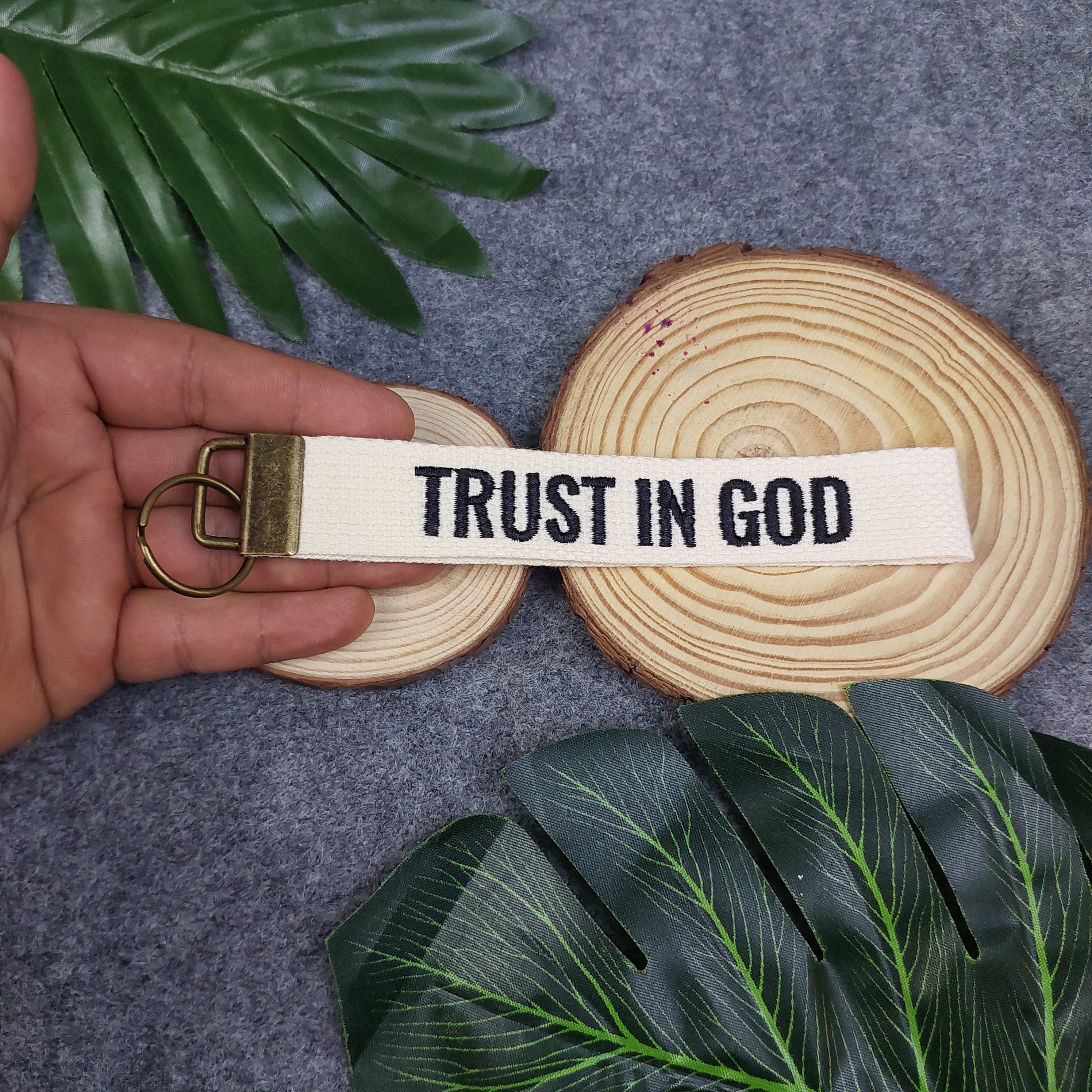 TRUST IN GOD Embroidered Christian Keychain