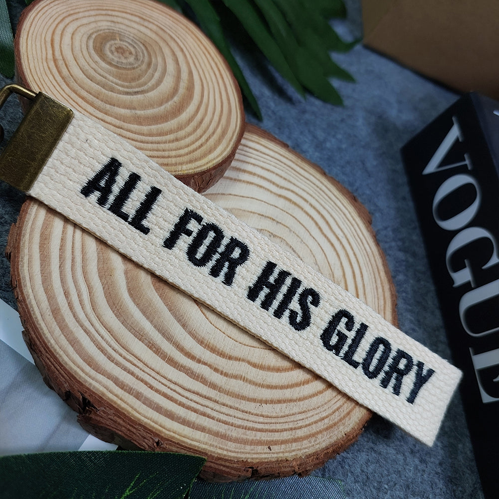 ALL FOR HIS GLORY Embroidered Christian Keychain