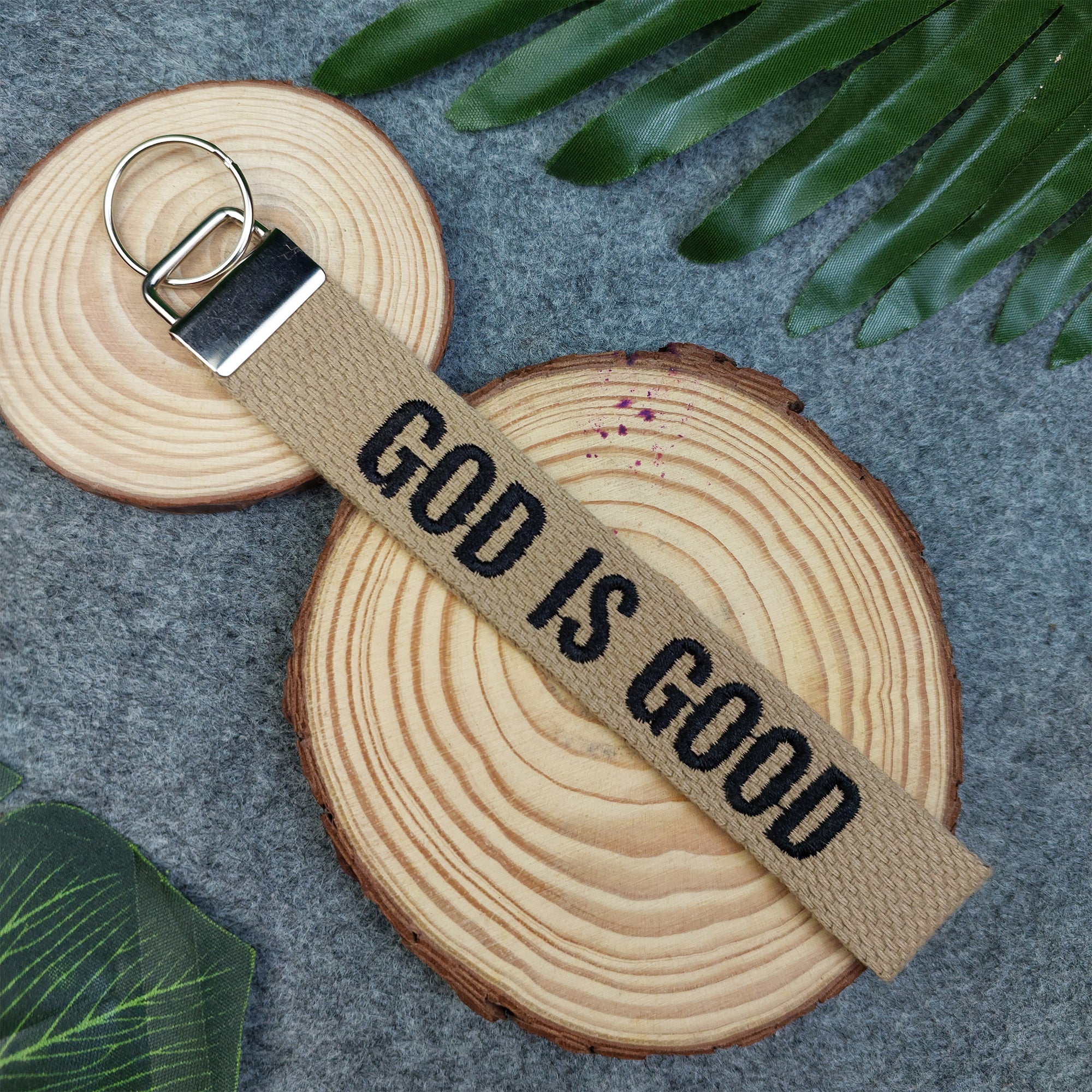 GOD IS GOOD Embroidered Christian Keychain